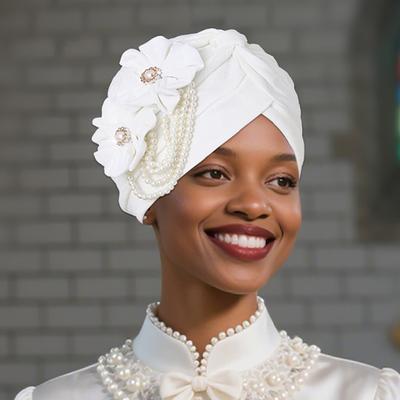 Turban z koralikami dla kobiet, wzór kwiatowy, chusta na głowę, hidżab, czepek, nakrycie głowy przy łysieniu