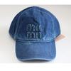 Women's Miu Hat: 2025 Spring/Summer Denim Applique Embroidery Baseball Cap - Washed, Ripped Design.