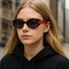 Vintage Sexy Cat Eye Sunglasses Women For Men Luxury Brand Designer Sun Glasses Punk Popular Hip Hop Double Color Eyewear Uv400