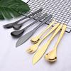 24Pcs Western Gold Cutlery Set 304 Stainless Steel Dinnerware Set Tableware Dinner Knife Fork Spoon Silverware Dishwasher Safe