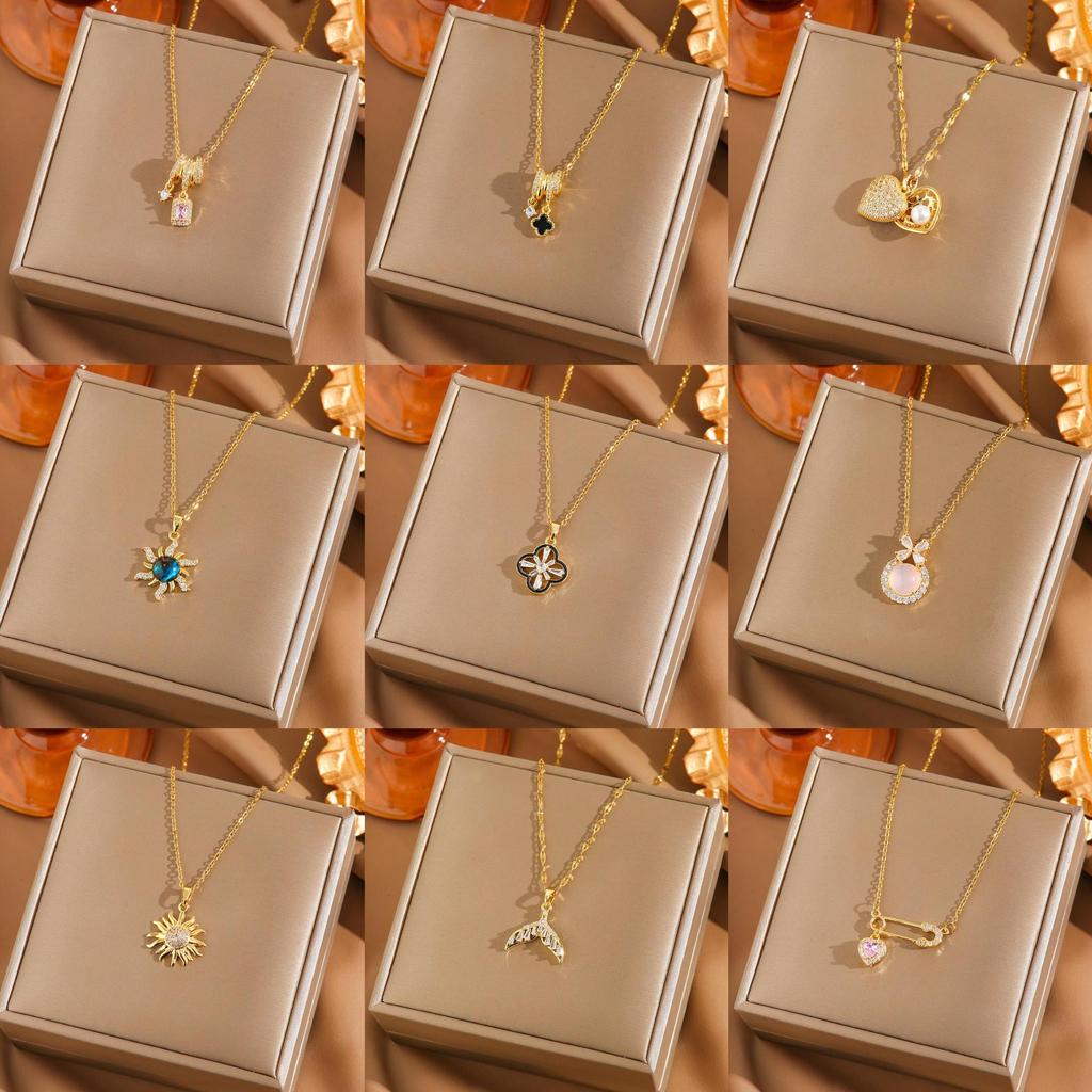 Four Leaf Clover Pendant Necklace For Women Fashionable Zircon Crystal Adjustable Chain Delicate And Versatile Jewelry