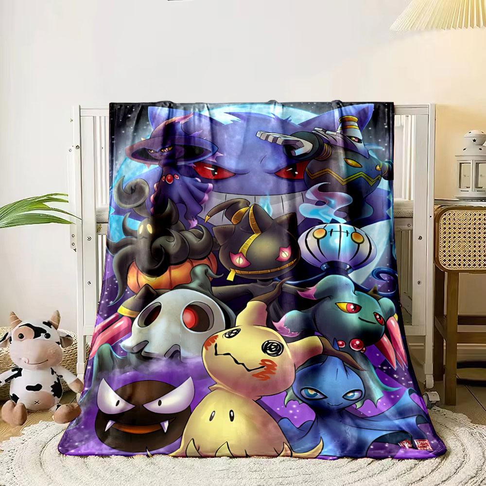 

A group of vibrant ghost-like creatures with glowing eyes and eerie designs. for all seasons blanket lunch break throw gift 80cm x 120cm
