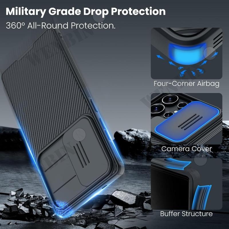 Etui Do Samsung Galaxy S25 S24 S23 Ultra Plus CamShield Pro Magnetyczne Zsuwana Osłona Kamery Tylna Pokrywa Osłona Ochronna Capa Fundas
