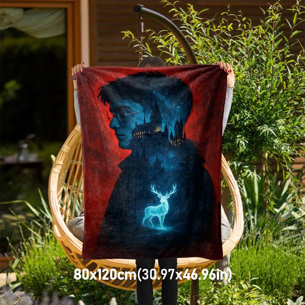 1pc Harry Potter,Hogwarts,Patronus Outdoor Flannel Throw Blanket All Season Soft Warmth,Home Decor 1031176