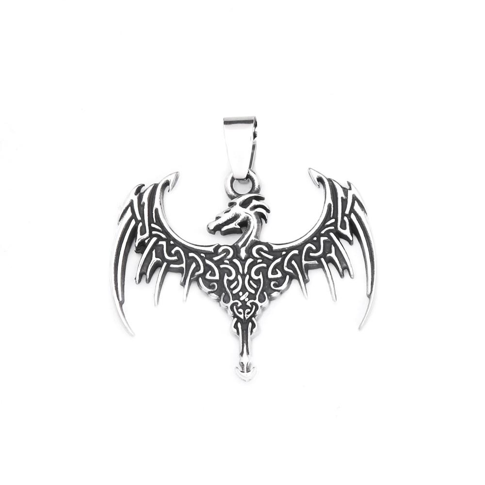 Vintage Wikinger Fliegender Drache Anhänger Halsketten Für Mann 316L Edelstahl Nordisches Tier Amulett Halskette Punk Schmuck