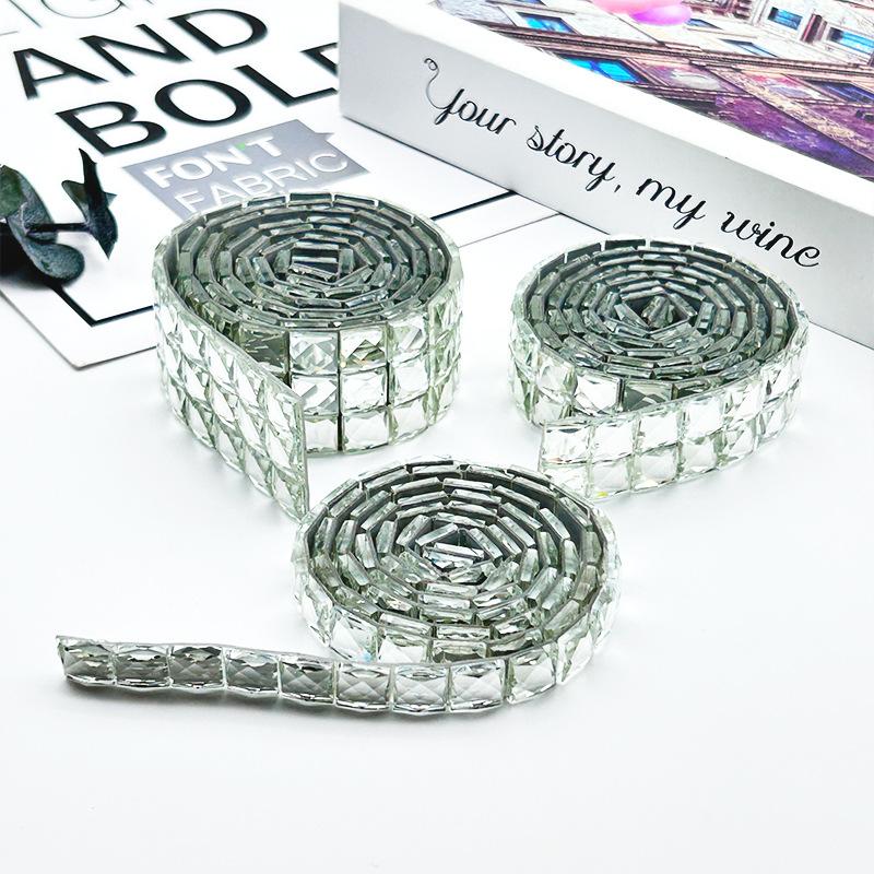 90cm/Rolle 1/2/3cm Breit Selbstklebende Quadratische Diamant Spiegel Mosaik Fliesen - Glas Aufkleber für DIY Handgemachte Bastelarbeiten & Party Dekoration