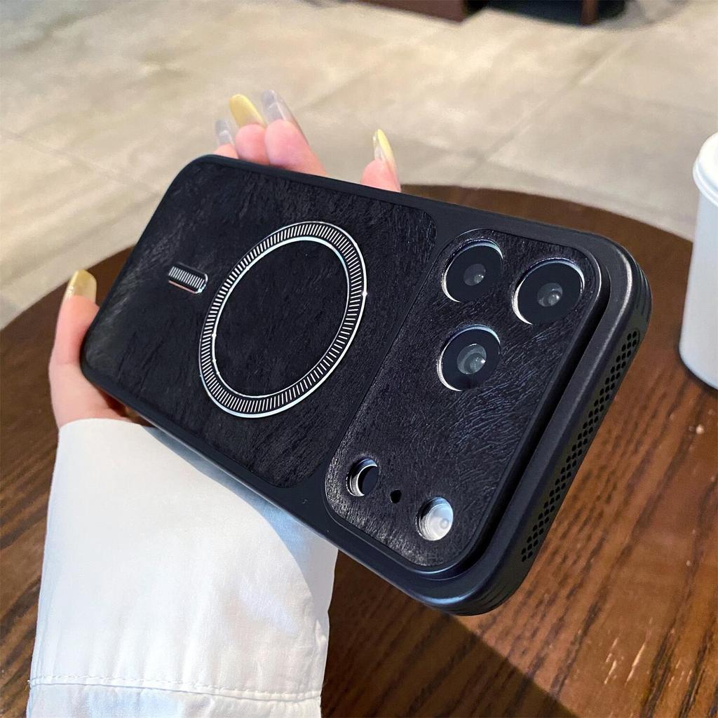 Luxury Fashion Leather Texture For Magsafe Magnetic Phone Case For iPhone 17 16 15 14 Pro Max Lens Protection Shockproof Cover