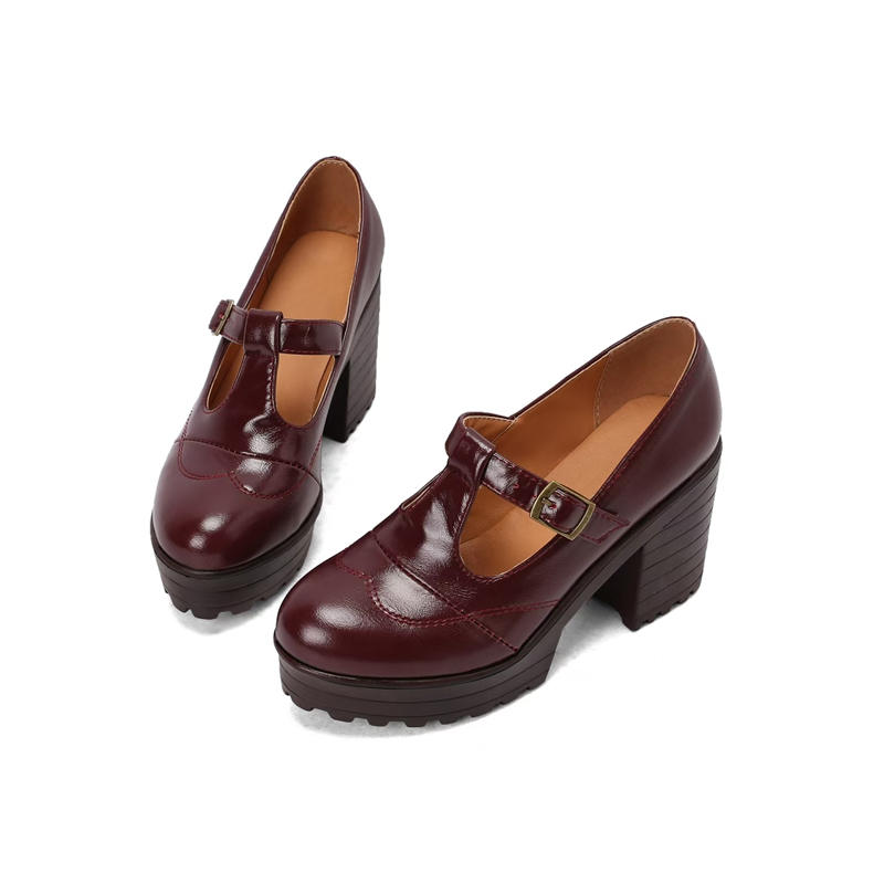 Dámské boty na vysokém podpatku, jaro a léto nové, voděodolné, platforma, silný podpatek, velká velikost, přezka, nízký svršek