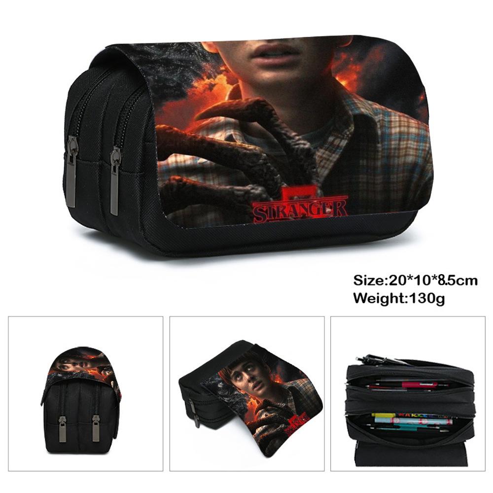 Stranger Things 5 Pencil Case, Large Capacity Multi-Layer Storage, Wear-Resistant Oxford Cloth Student Stationery Bag