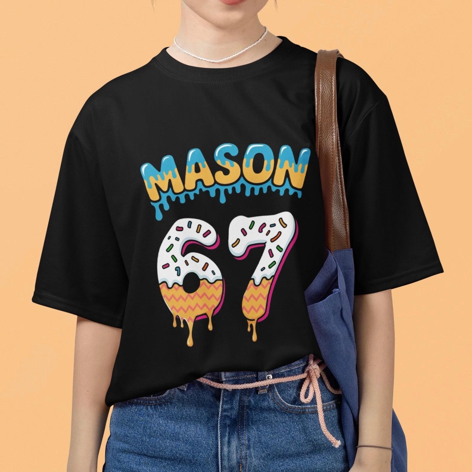 

Mason 67 Six-Seven Meme T-Shirt Donut Graphic Tee Colorful Funny Unisex Casual XXXXL