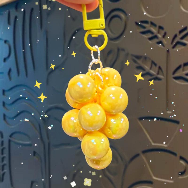 Charming Transparent Acrylic Grape Cluster Keychain - Women's Handbag Accessory & Small Gift