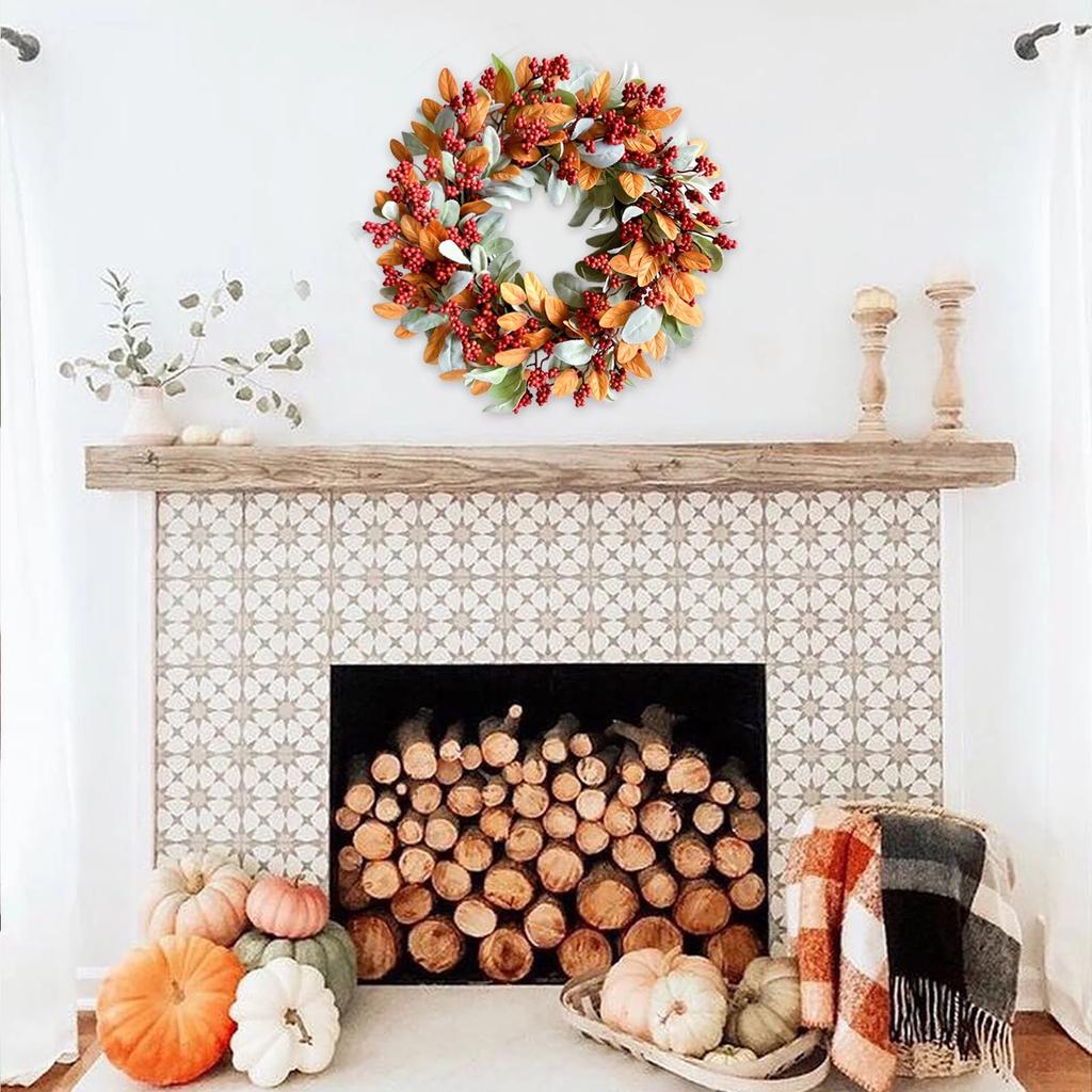 Thanksgiving Autumns Berry Door Hanging Decoration  Flower Wreath,  Porch Home Decoration Flower Wreath