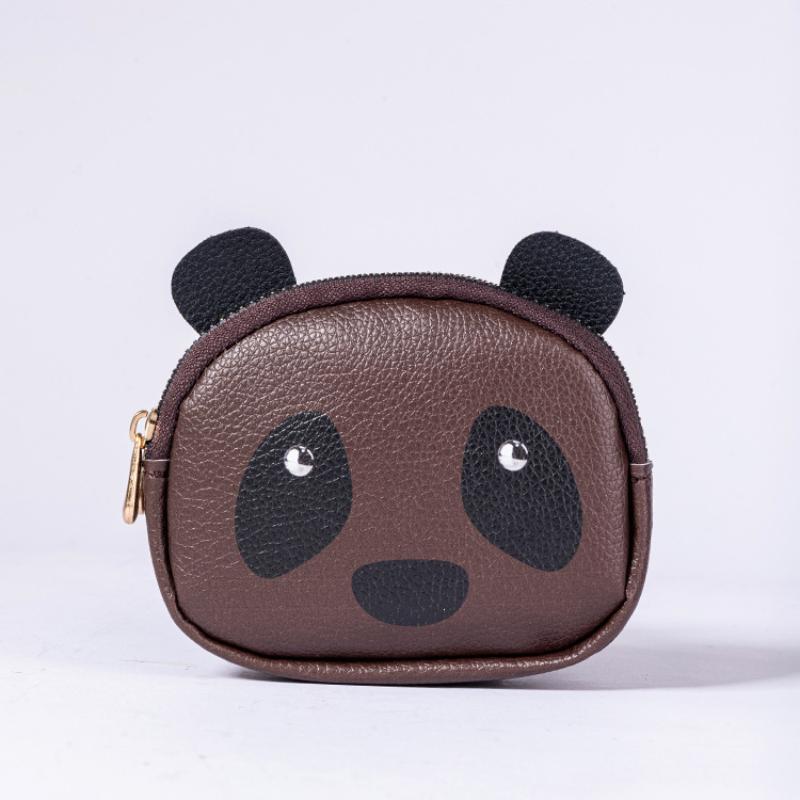 Creative Double Layer Coin Purse Panda Shape Multifunctional Key Bag Zipper Portable Small Handbag