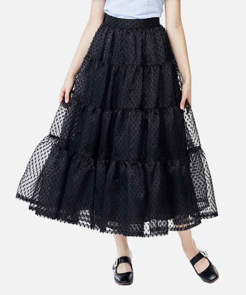 L By L Black Tiered Tulle Long Skirt