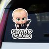 Adesivo Divertente Boss Baby Bambino a Bordo, Decalcomania in Vinile Impermeabile, Decorazione Cartoon di Avviso di Sicurezza per Paraurti Finestrino Auto