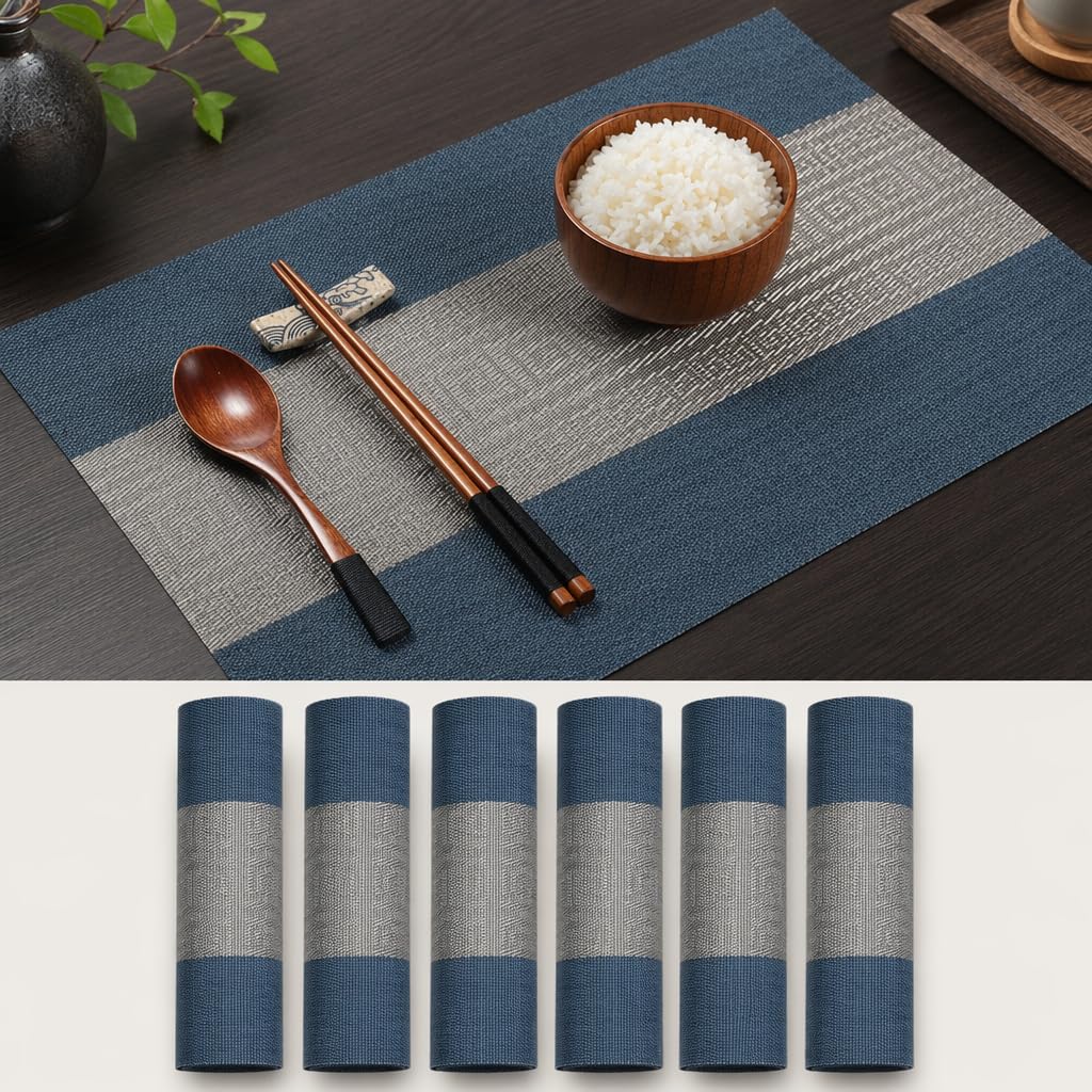 ZUKIDA Scandinavian Style Luxurious Set of Easy to Modern and Washable Vinyl Placemats for Kitchen Dining Stain Foldable Washable and for Dining Table