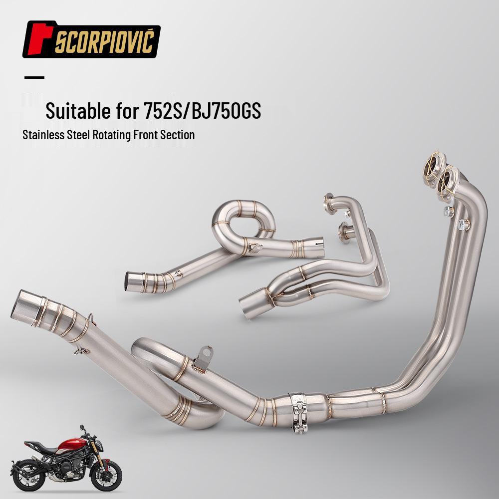 Benelli 752S BJ750GS Motorcycle Swirl Stainless Steel Header Pipe with Muffler