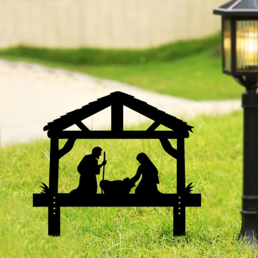 Nativity Scene Silhouette Yard Sign Decor Garden for Walkway