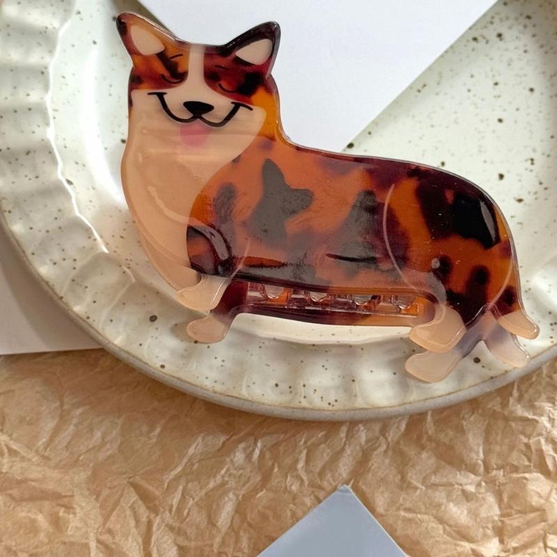 Cartoon Dog Shape Hair Claw Clip For Girls Women Secure Grip NonSlip Acrylic Barrettes For Daily Use Gifting Accessory