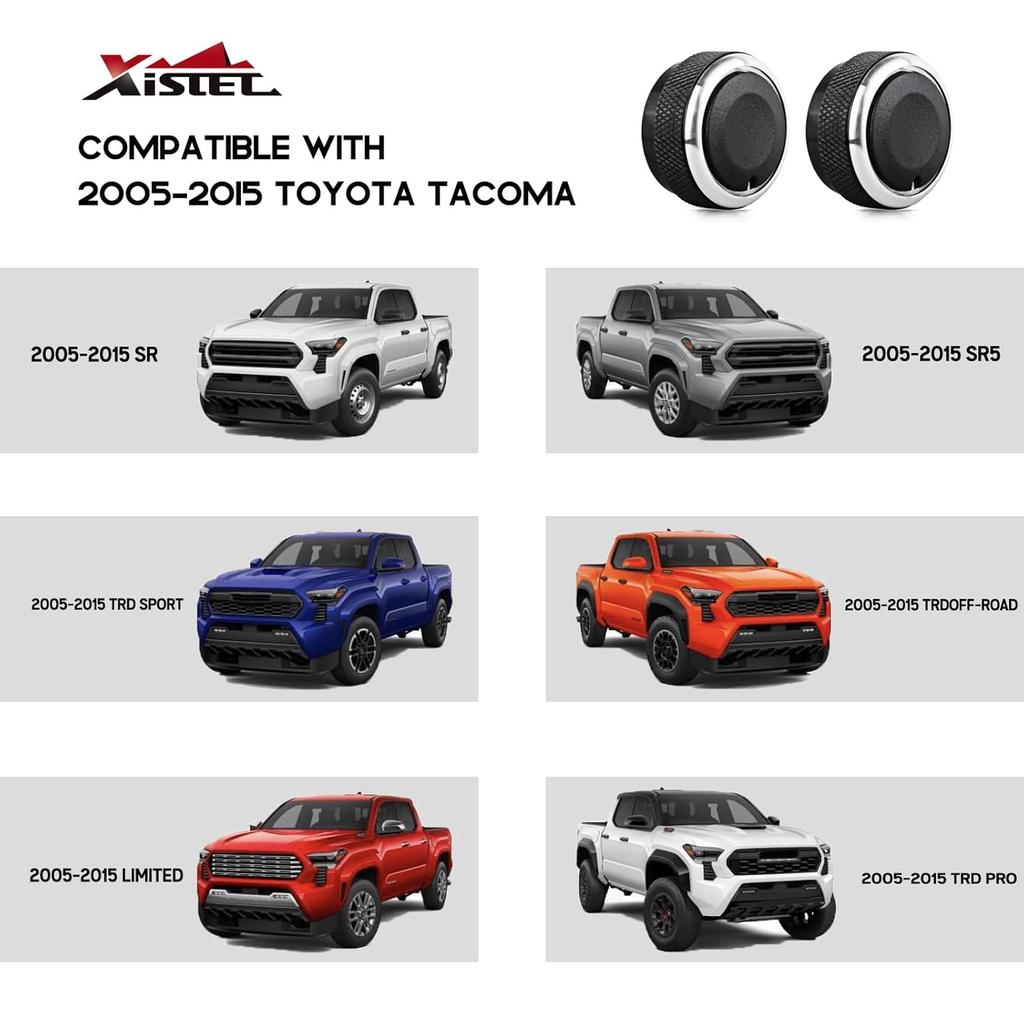 Xislet 3Pcs Tacoma AC Knobs Replacement Compatible With 2005-2015 Toyota Tacoma A/C Knobs Air Conditioner HVAC Heater Blower Fan Control Button