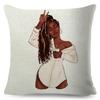 African Women Cushion Cover Decor Fashion Black Super Mama Pillowcase for Sofa Home Car Polyester Pillow Case ,