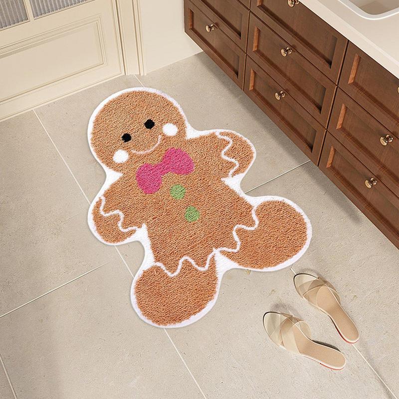 Gingerbread Kitchen Rugs Christmas Doormat Floor Mat With Gingerbread Man Non-Slip Bath Mats Doormats For Hallway Home Decor