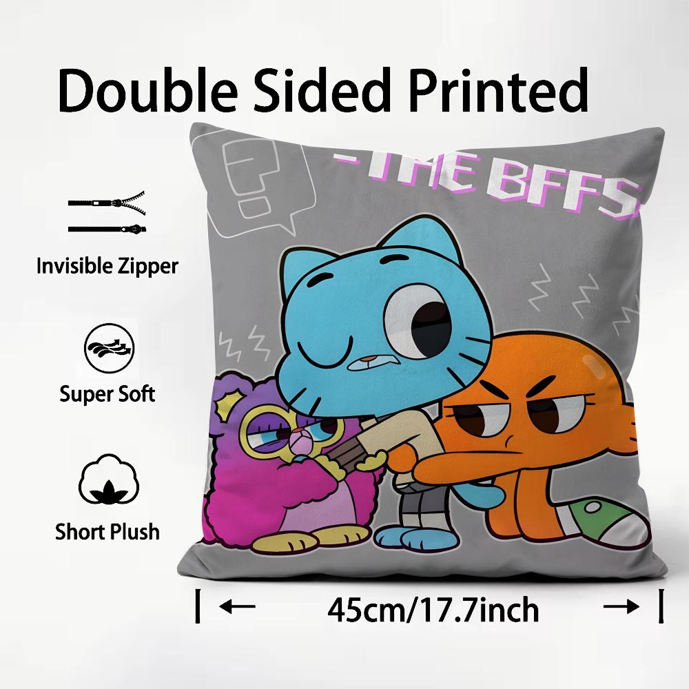A-Animation The Amazing World of G-Gumball Cushion Cover Comfortable Reversible Pillow Cover Ideal for Car Sofa Bedroom & Beyond
