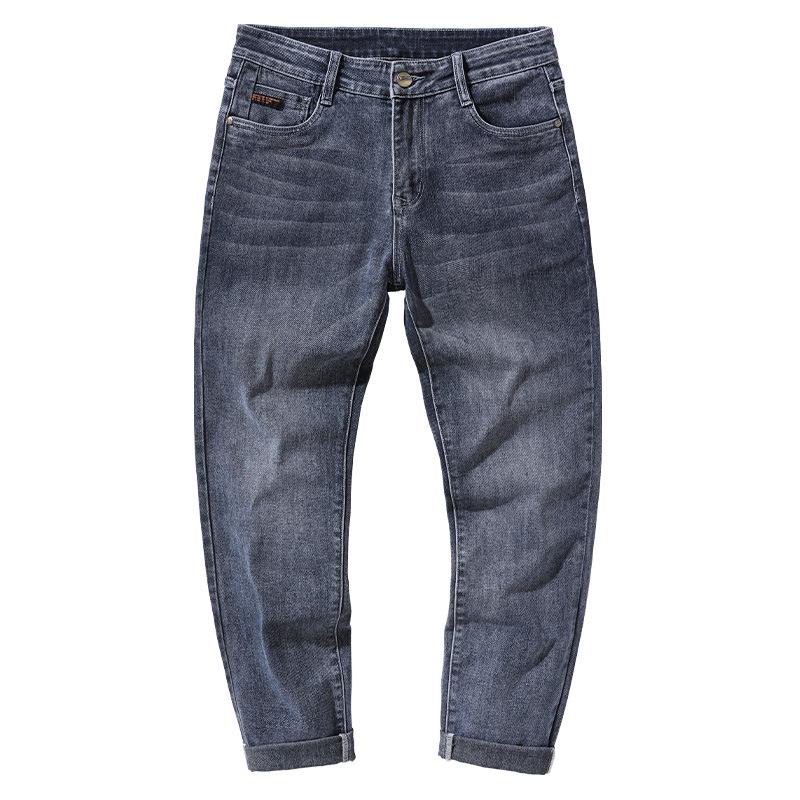 Spring And Autumn Winter Men'S Plush/Thin Jeans Versatile Outerwear Slim Straight Tube Trendy Brand High End Long Pants