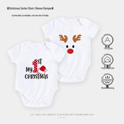 Vier Jahreszeiten Babybody: Neugeborenen Dreieck Strampler mit Weihnachtsdruck, Kurzarm Body für bequeme Ausflüge