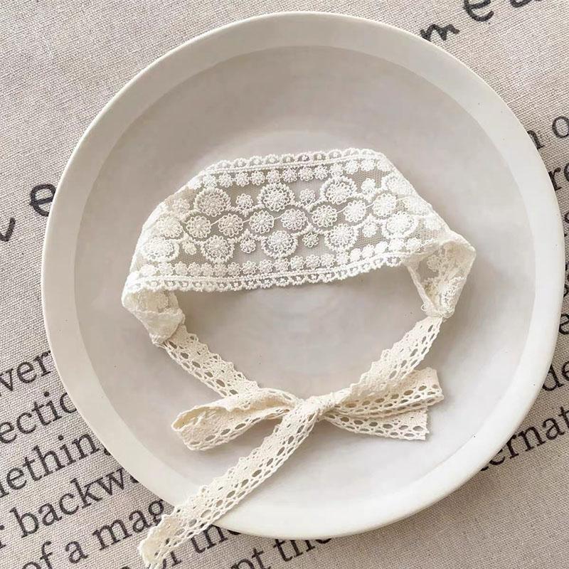 Korean Lace Headband Baby White Flower Embroidered Lace Hair Band Sweet Floral Grils Princess Headwear Newborn Photography Props