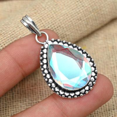 Ciondolo a forma di pera di gioielli in argento sterling 925 con pietra preziosa fatta a mano con topazio mistico