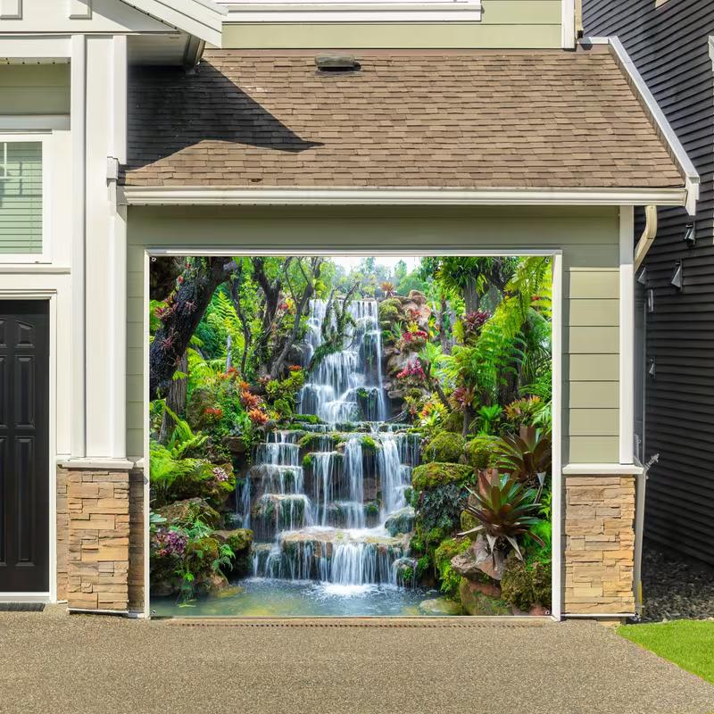 

2DRainforest Waterfall Nature Tapestry Tropical Garden View Background for Outdoor Decoration 47.2x31.5inch/120*80cm