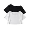 Trendy Dámský Crop Top Evropského a Amerického Stylu s Kulatým Výstřihem a Polovičním Rukávem