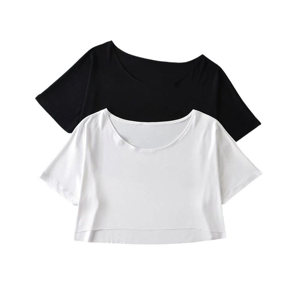 Trendy Dámský Crop Top Evropského a Amerického Stylu s Kulatým Výstřihem a Polovičním Rukávem