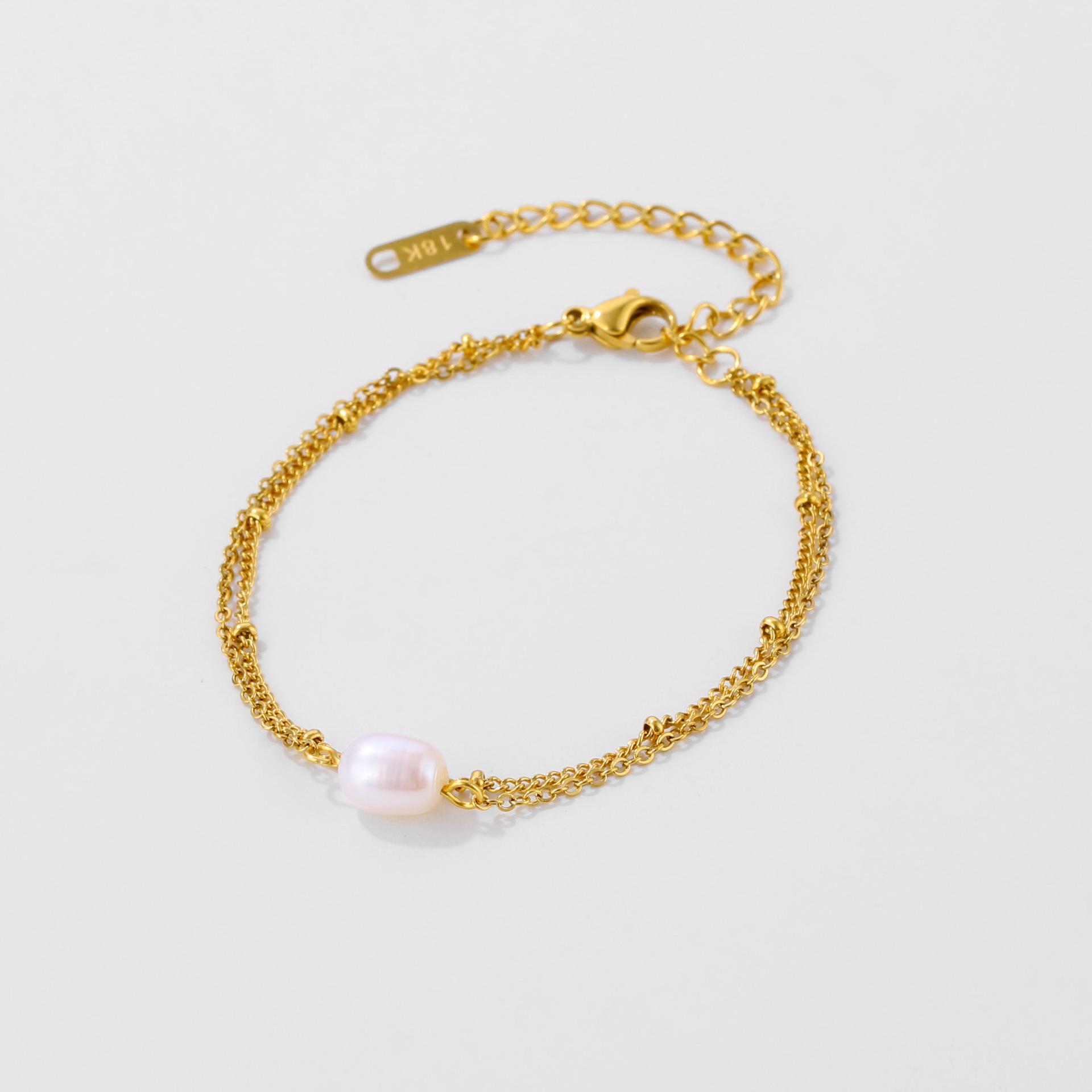 

Elegant Double-Layer Pearl Bead Bracelet золотой