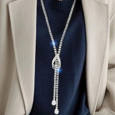 1PC Women's Fashion Trendy Geometric Pendant Sweater Chain Zircon Suitable for Date, Party, Festival Gift-7411