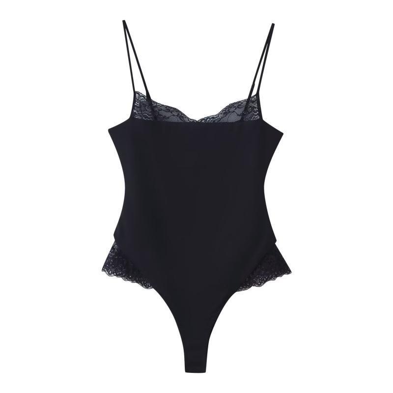 Spring 2026 European & American Style Nylon Lace Bodysuit Small