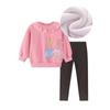 Autumn and Winter Children's Clothing Fleece-Lined Girls' Long-Sleeved Bunny Sweatshirt Set Children's Leggings Casual Pants for Baby Girls