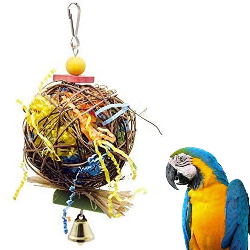 2PCS Cockatiel Conure Hanging Foraging Bird Chewing Toys Parrot Cage Shredder Toy
