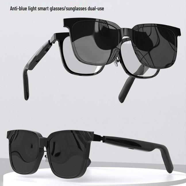 Smart Bluetooth Glasses with Flip-up Magnetic Clip, Myopia Lenses, and Anti-UV Blue Light Protection