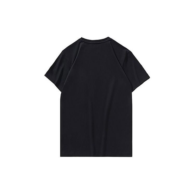 Li Ning Logo Velký potisk Kulatý výstřih Krátký rukáv Pánská trička Černá AHSP487-2