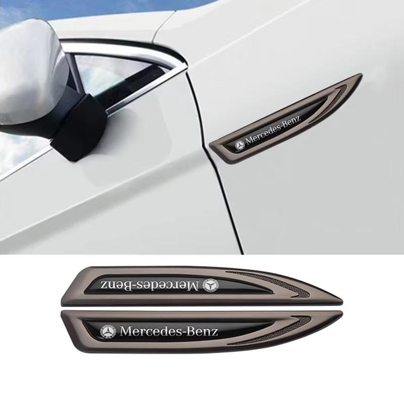 GZB4 2PCS 3D Metal Styling Car Body Fender Emblem Sticker For Mercedes Benz C180 C200 C260 C300 W108 W124 W126 W140