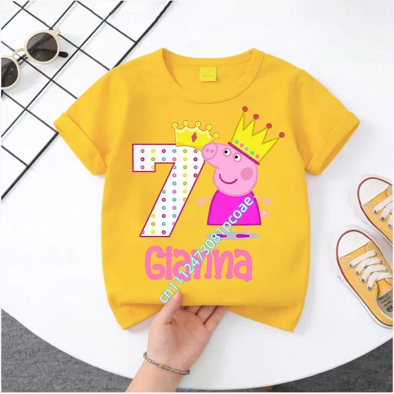 2026 Summer T-shirt Peppa Pig 1-8 Children's 100% Polyester Short-Sleeved Boys' Sport Shirt Girls' Casual Top Digital Print