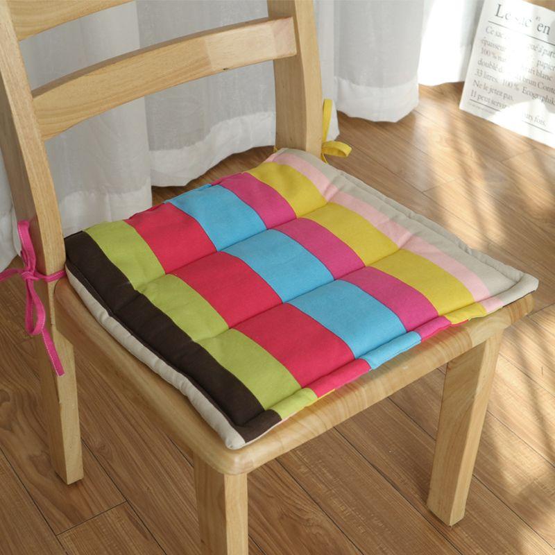 

Нордический Простой Чистый Хлопок Свежие Полоски Подушка Тонкая Круглый Год Дышащая Ткань Ремесло Офис Для Дома Обеденный Стул Подушка для Сиденья European-style rainbow strip 40X40cm
