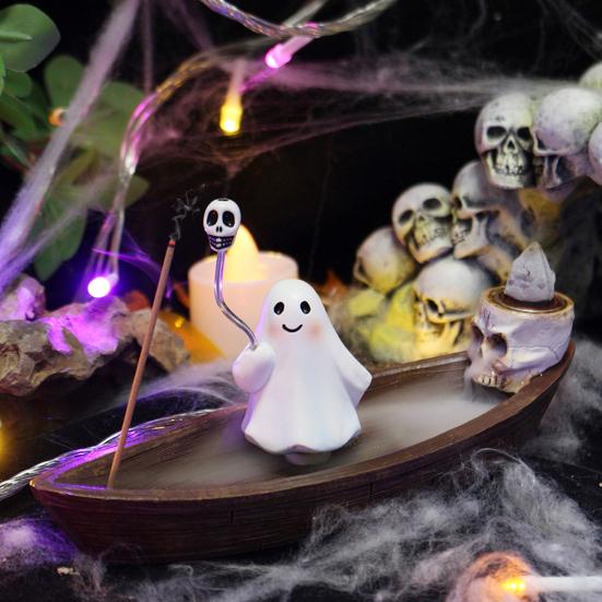 Ghost Ship Backflow Incense Burner Spooky Incense Holder Reflux Aromatherapy Statue Halloween Themed Home Ornament