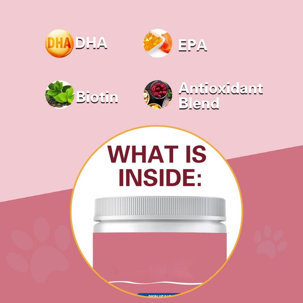 Aceite de Pescado para Mascotas Belleza Cabello Comprimidos Masticables Cuidado de la Piel y el Cabello del Perro