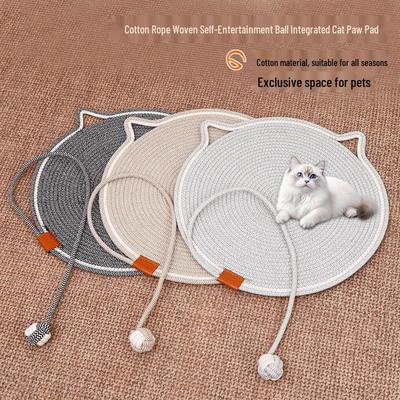 Cotton Rope Cat Scratching Post & Bed: Self-Entertainment Ball, Washable Scratch Pad & Pet Sleeping Mat