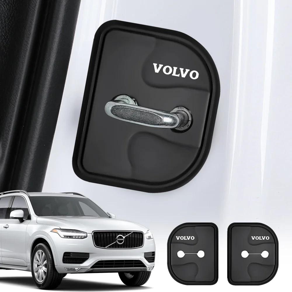 2/4Pcs Car Door Lock Buckle Silicone Protective Cover for Volvo Rdesign XC60 XC90 V40 V50 V60 S60 S80 S90 T6 AWD