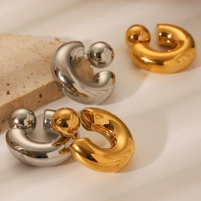 Htpwe Orecchini Doppi Lucidi Lettera C in Acciaio Inossidabile da Donna Placcati Oro 18k Orecchini Regalo per Coppia per le Feste Party Quotidiano Zircone