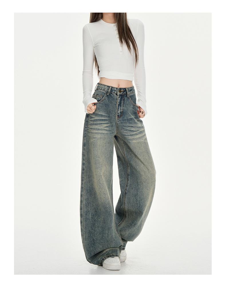 Spicy Girl Women's Autumn Street Style Straight-Leg Loose Slimming Wide-Leg Jeans
